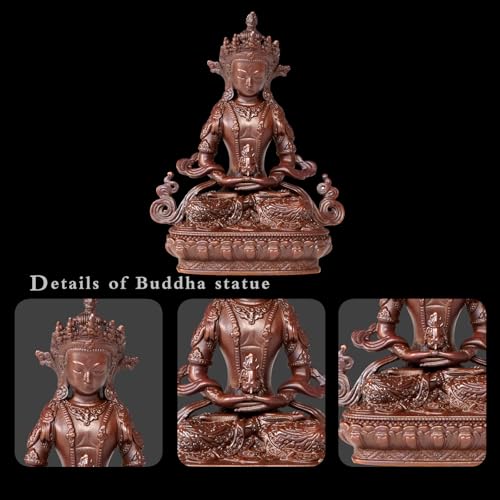 Amitayus Buddha Statue Pure Copper Handmade Zen Meditation Decor - color: Amitayus