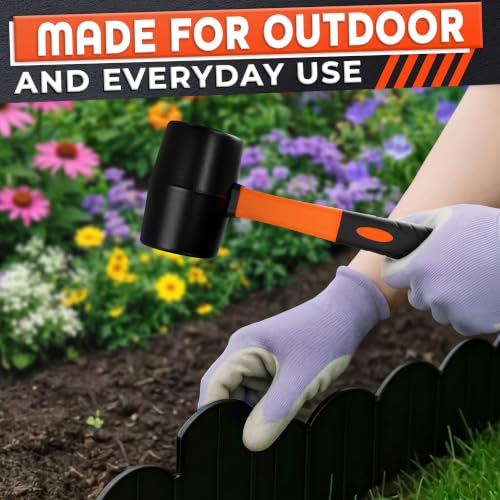 Rubber Mallet Hammer 16 Oz (1 lb), Soft Face Non-Marring Head - color: Orange