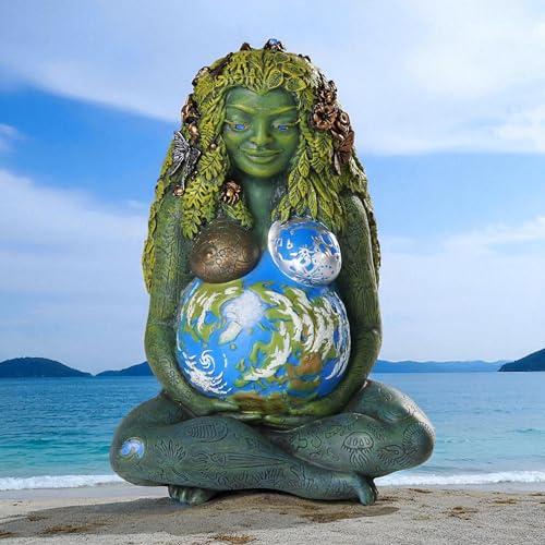 Pacific Giftware Millennial Gaia Mother Earth Goddess Statue by Oberon Zell 7 Inch Tall (Colored) - color: Green