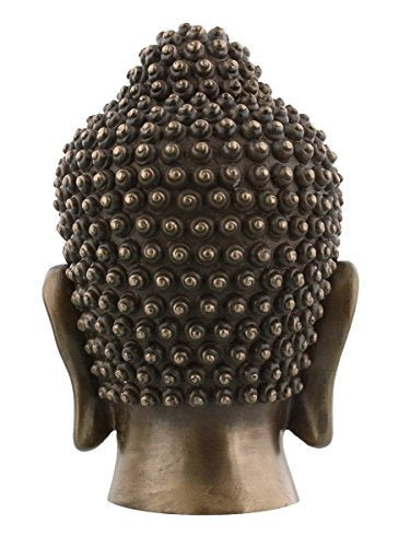 Pacific Trading 6.5 Inch Buddha Head Buddhist Religious Bronze Finish Statue Figurine (Polished Bronze)