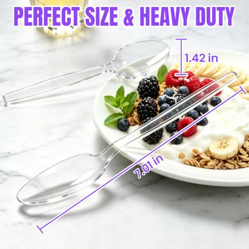 800 Count Clear Plastic Spoons Disposable, Heavy Duty Spoons Silverware