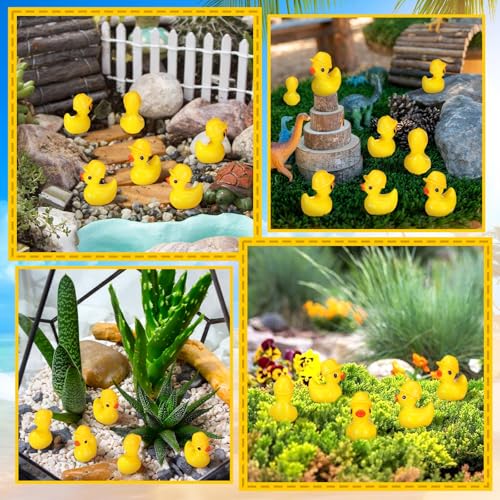 Geelin 50 Pcs Miniature Resin Duck Figurines Bulk Small Ducks with Cap - style: Ducks