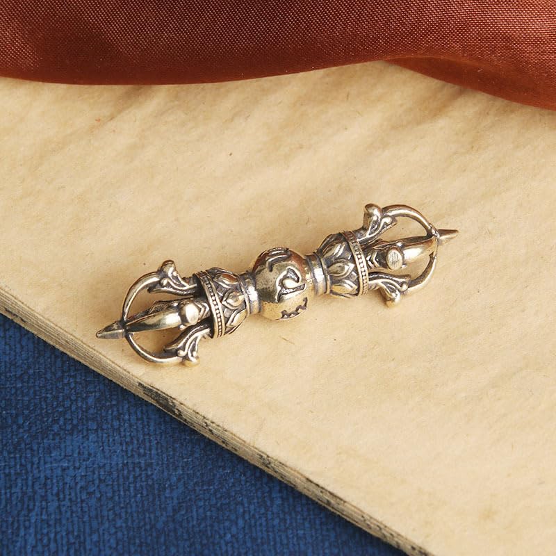 4Pcs Pure Brass Six-Character Mantra Vajra One-Word Drop Magic Pestle Vajra Prong Esoteric Body Protection Device for Men and Women Creative Retro Key Chain Pendant