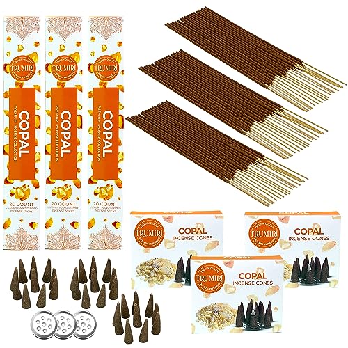 Copal Incense Sticks & Incense Cones Combo Pack - 60 Insence-Sticks + 30 Insence Cones - Inscense - Incense Cones Scented - Insents - color: Copal