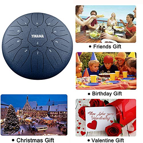 Steel Tongue Drum Percussion Instrument 11 Notes 10 inches Dark blue - color: Dark blue, size: 10 inch
