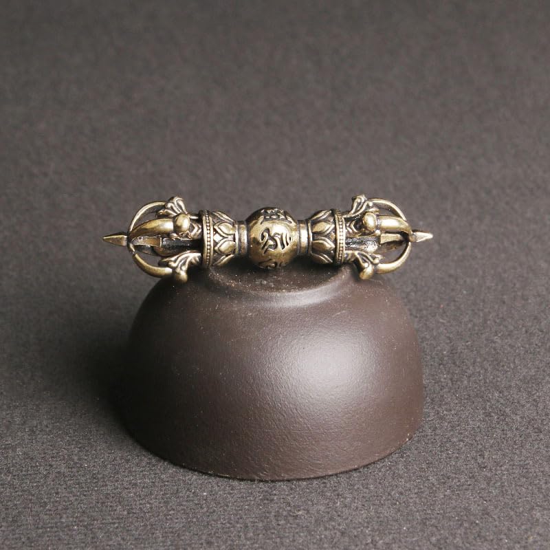 4Pcs Pure Brass Six-Character Mantra Vajra One-Word Drop Magic Pestle Vajra Prong Esoteric Body Protection Device for Men and Women Creative Retro Key Chain Pendant