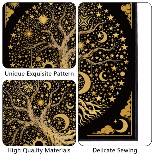 Tarot Card Tablecloth Divination Table Cloth Tree of Life Black Golden Velvet Square 19.69 Inch Altar Cloth for Witchcraft Spiritual Ritual Astrology Meditation Divination Tools Accessories - color: Tree of Life