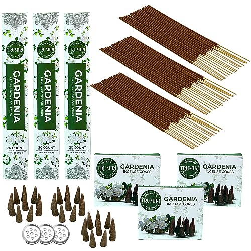 Gardenia Incense Sticks & Incense Cones Combo Pack - 60 Insence-Sticks + 30 Insence Cones - Inscense - Incense Cones Scented - Insents - color: Gardenia