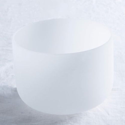 8" White F Note 432 hz Heart Chakra Quartz Crystal Singing Bowl with Heavy Duty Carrying Case Suede Striker - color: F Note 432HZ, 8" White