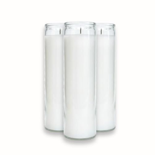 Emporium 7-Day Devotional Candle in Glass Jar - Multiple Colors and Pack Sizes (3, White) - color: White