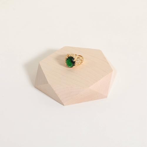 single maple Jewelry display Tray for selling, Wooden hexagon display riser for jewelry, Jewelry retail shop display stand, photography props【maple Hexagon single Small】 - color: white, size: Small