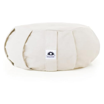 Meditation Cushion, Round, Buckwheat Husk Filled, Floor Pillow or Cushions, Yoga Seat, Zafu, Made in the USA - color: Natural