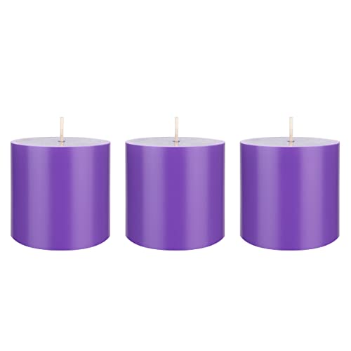 Mega Candles 3 pcs Unscented Solid Lavender Pillar Candles, Hand Poured Premium Wax Candle 3 Inch x 3 Inch, Home Décor, Spas, Weddings, Occasions, Party, Centerpieces, Holidays, Vigils, Prayers - color: Lavender, size: 3 Pieces