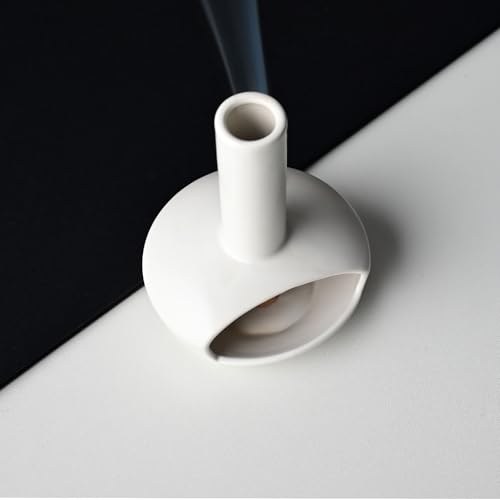 Ceramic Mini Chiminea Palo Santo Burner, Cute Cone & Stick Incense Holder - color: Round Bottomed Palo - White