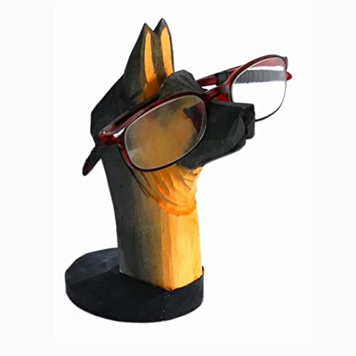 Red Dollar Handmade Wood Carved Animal Eyeglass Holder, Cute Sunglasses Display Stand, Nightstand Home Office Desk Decor, Christmas Holiday New Year Business Gift for Men Women Adults - color: Black