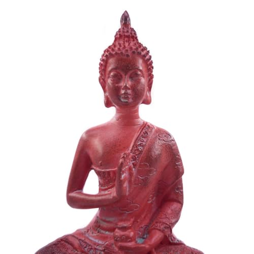 ornerx Thai Sitting Buddha Statue, Red, 6.7"