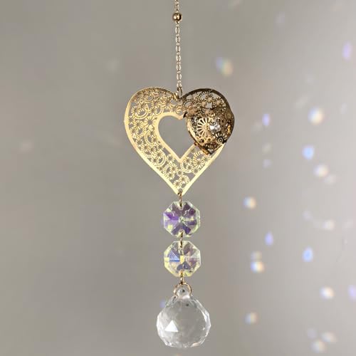 Crystal Suncatcher for Windows - Rainbow Maker Sun Catchers with Prisms Heart Hanging Ornament for Christmas Wedding Garden Home Decor Gift