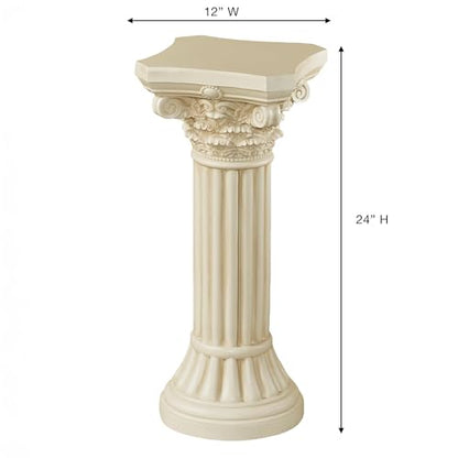 Touch of Class Corinthian Column Pedestal, Ivory Wash, Small, 24" H
