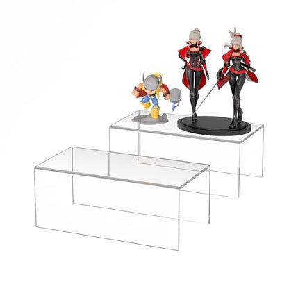 Acrylic Shelf Riser 10x5.1x4 pack of 2, Clear Acrylic Stand for Figure, Cosmetics, Bags, Shoes, Toys, Collectibles, 10x5.1x4 Inch - size: 10x5.1x4 Inch