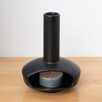 Mini Chimney Incense Burner, Ceramic Palo Santo Holder for Incense Cones - color: Round Bottomed Palo - Black
