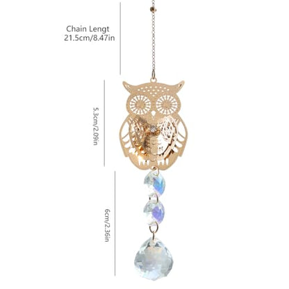 Crystal Suncatcher for Windows - Rainbow Maker Sun Catchers with Prisms Owl Hanging Ornament for Christmas Wedding Garden Home Decor Gift