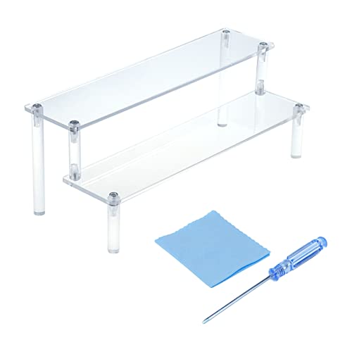 T Tulead 2 Tiers Acrylic Riser Rectangular Display Stand, 3.9-inch Height - color: Clear, size: 2 Tier 9.84"