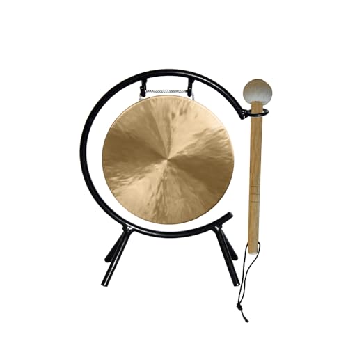 Arborea 6" Mini White Gong Table Set (Includes C Stand & Gong Mallet) – Perfect for Meditation, Sound Healing & Desktop Decor Desk Gong - size: 6" White Chau Gong