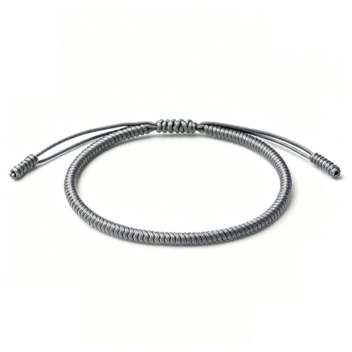 Pingyongchang Blessed Tibetan Buddhist Bracelets for Women Men Handmade Amulet Knot Braided Rope String Lucky Protection Infinity Love Multicolor Wristbands for Family Friend Couple - style: E Grey