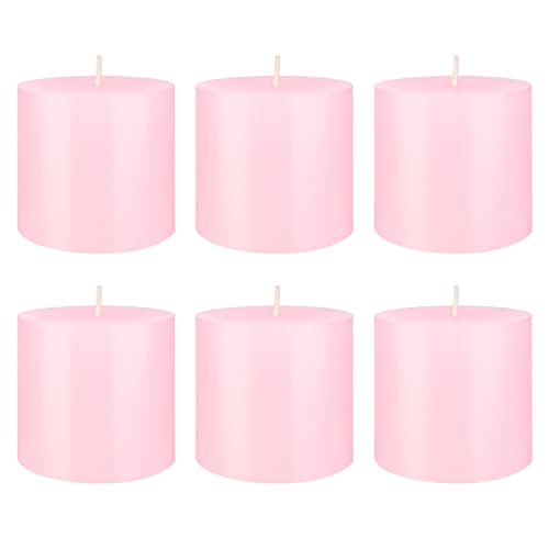 Mega Candles 6 pcs Unscented Solid Pink Pillar Candles, Hand Poured Premium Wax Candle 3 Inch x 3 Inch, Home Décor, Spas, Weddings, Occasions, Party, Centerpieces, Holidays, Vigils, Prayers - color: Pink, size: 6 Pieces