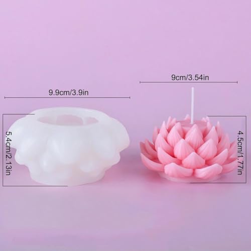 1Pc Elegant 3D Lotus Candle Mold, Floral Scented Candle Silicone Holiday Mold, Suitable for Parties, DIY Plaster Aromatherapy Home Decoration.