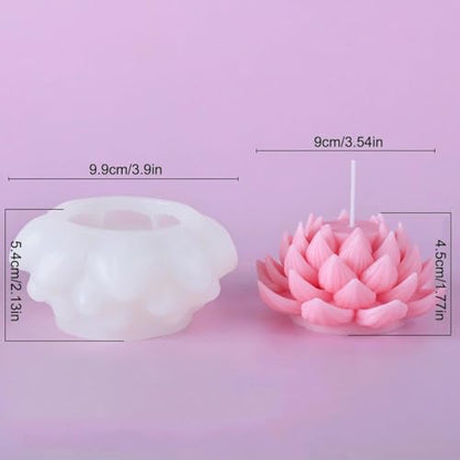 1Pc Elegant 3D Lotus Candle Mold, Floral Scented Candle Silicone Holiday Mold, Suitable for Parties, DIY Plaster Aromatherapy Home Decoration.