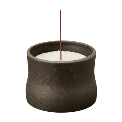 Hasegawa Japanese Incense Gift Set, “Waka” Mino Ware Ceramic Burner + “Fujibai” Fine White Ash + “KOH no Tayori” Low Smoke Rose Incense Sticks, Sandalwood Blend, Made in Japan