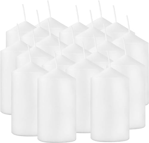 YOROXRG 2"x4" High White Pillar Candles, Set of 20 Unscented. Bulk Buy. Ideal for Halloween, Wedding, Emergency Lanterns, Household, Wedding and Home Décor Candlesticks - color: White-2"x4" 20
