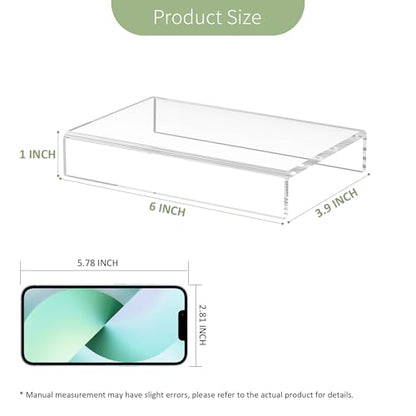 Acrylic Shelf Riser 6x3.9x1 pack of 2, Countertop Acrylic Display Storage Organizer for Shoes, Glasses, Plants, Home Decors, Perfume, Books, Dolls, 6x3.9x1 Inch - size: 6x3.9x1 Inch