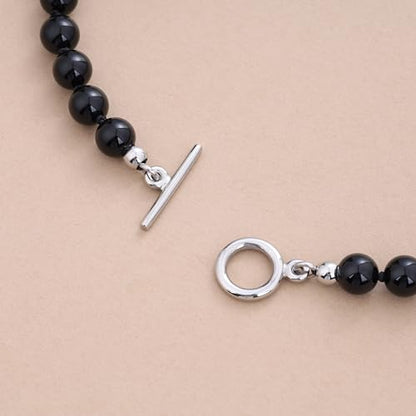 GAVU Handmade Men's Beaded Necklace, Crystal Necklace for Men - color: Onyx, size: 20"