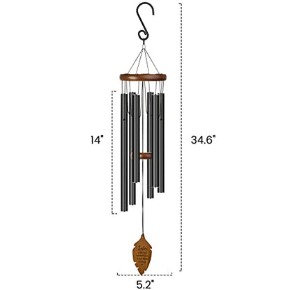 Outdoors Wind Chimes Sympathy Memorial for Loss of Loved One - Soothing Melodic Tones. Bamboo and Aluminum Chime Great as a Gift for Your Patio Porch Garden and Backyard (34.6" Black) - size: 34.6" Black