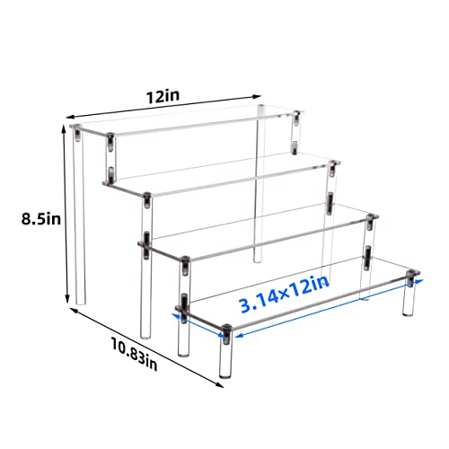 Acrylic Stands for Display,4 Tier Clear Cupcakes Perfumes Figurines Display Stand Risers Shelf for Decoration and Organizer - size: 4 tier