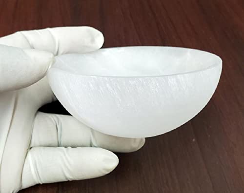 New Age Imports Selenite Bowl 3.5-4", "Great for Altar, Ritual, Incense, Smudging, Decoration, Offering Use - style: Selenite Bowl (White)