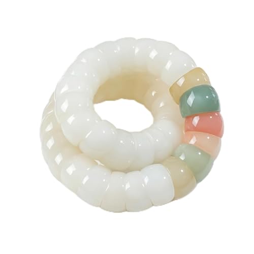 Bodhi Seeds Fidget Bracelet, Fingertip Rotation Sensory Stretch Beaded - color: 04 white and green