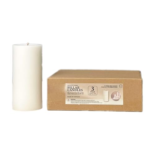 Pillar Candles 2.8x6 Inch 3 Pack White – CW Studio Unscented 70 Hour Long Burn, Smokeless Dripless Premium Wax with Cotton Wick – for Weddings, Events, Home & Rustic Decor - color: White, size: 2.8x6 inches