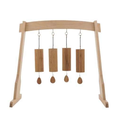Chimefornia Stand for 4 Koshi Chimes The Original Gong & Koshi Chime Holder/Made of High Quality Pine/Smooth Lacquer Finish