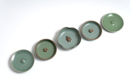Porcelain incense burner set - 3 patterns, 5 products