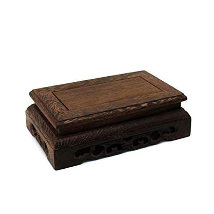 CVHOMEDECO. Primitives Rustic Rosewood Rectangle Display Stand Vase Pot Base Fishbowl Pedestal Stand. (5-3/4 Inch) - size: 5-3/4"L