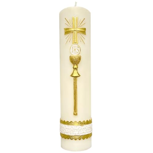 Religious Candles Catholic,Prayer Candles for Church Devotional Saint Blessed Mexican Gift,Baptism,Cirios Religiosos Catolicos,Jesus Candle,Cross Candle,Cirio Pascual,Veladoras Mexicanas - color: JHS