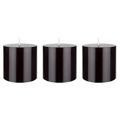 Mega Candles 3 pcs Unscented Solid Black Pillar Candles, Hand Poured Premium Wax Candle 3 Inch x 3 Inch, Home Décor, Spas, Weddings, Occasions, Party, Centerpieces, Holidays, Vigils, Prayers - color: Black, size: 3 Pieces