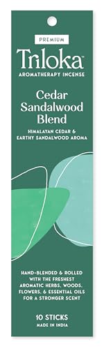 Triloka Premium Incense, Cedar Sandalwood Blend, 10 Sticks - color: Cedar Sandalwood Blend, size: 10 Count
