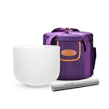 TOPFUND 440Hz E Note Crystal Singing Bowl 8 inch Solar Plexus Chakra with Heavy Duty Carrying Case and Suede Mallet - color: 440Hz E Note, size: 8 inch