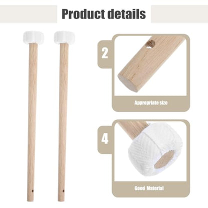 Abaodam 2 Pcs Small Gong Mallet Wooden Handle Gong Accessories for Percussion Instruments 10.23 inch Hammer Set Drumstick Accessories for and Drum