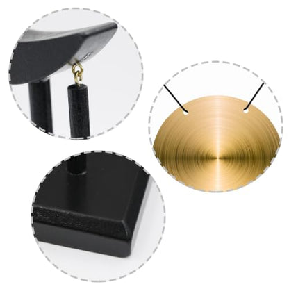 Zen Table Gong, Brass Desktop Meditation Gong with Wooden Frame and Mallet