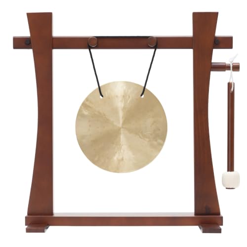 8" to 10" Chinese Gongs on the Tabletop Spirit Guide Gong Stand - Includes Gong, Stand, & Mallet/Great for Home & Office/Traditional Style - size: 8" Wind Gong